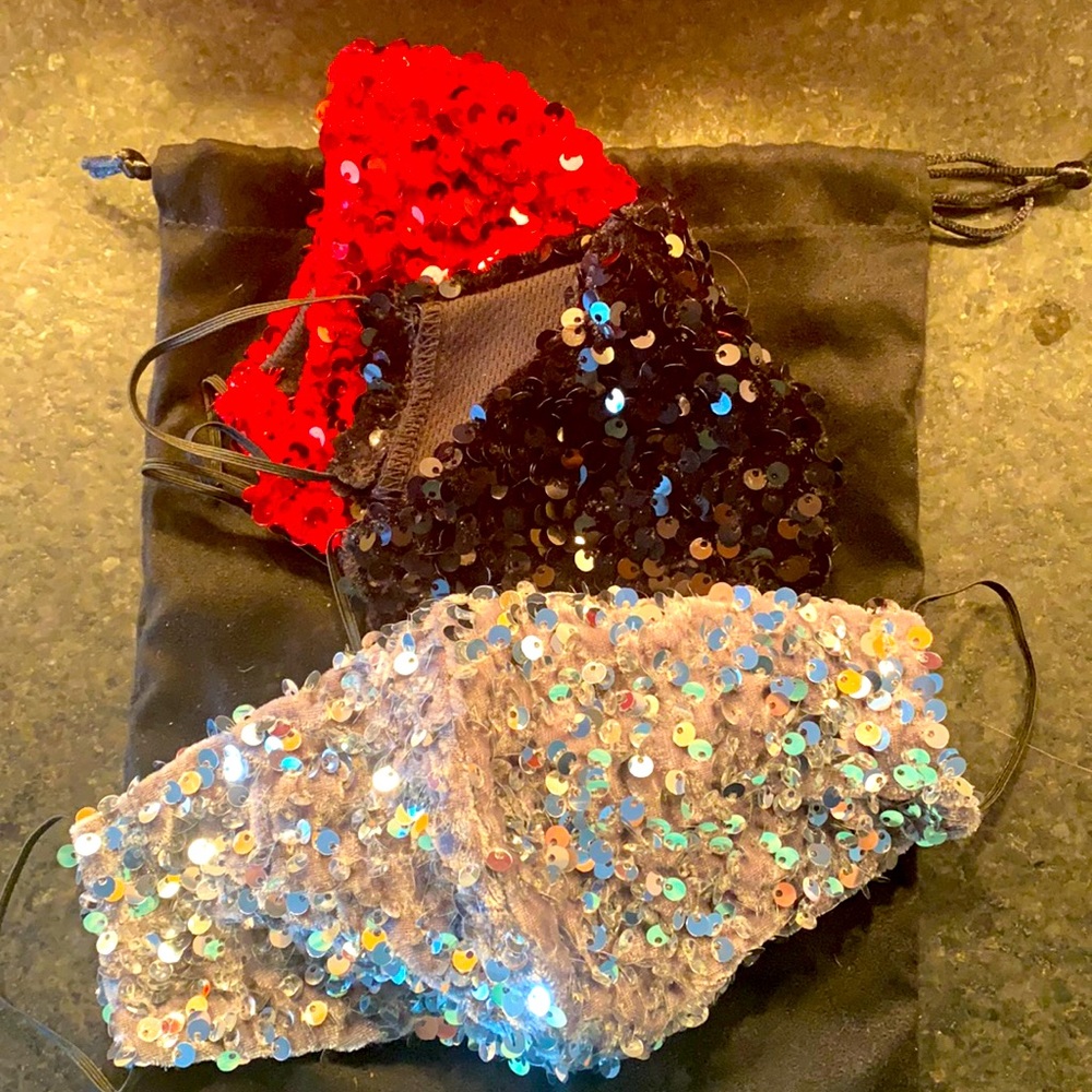 Set of 3 sequin face masks